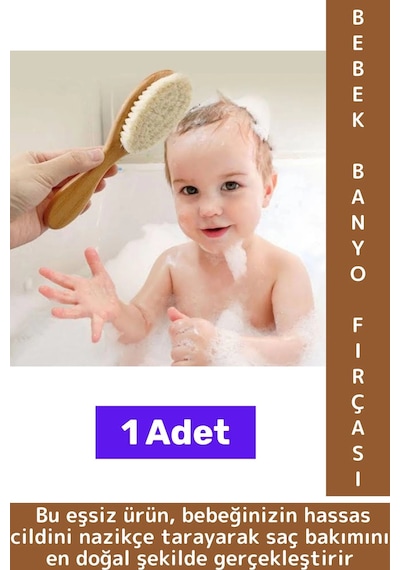 Bebek Hassas Cilt İçin Banyo Saç Bakım Tarak Fırça Organik Keçi Kılı Ahşap Saplı Bebek Banyo Tarağı