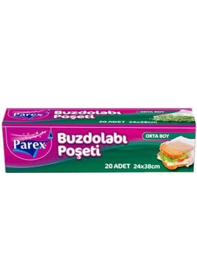 Parex Orta Boy Buzdolabı Poşeti 20'li 24 x 38 CM