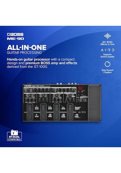 Me-90 Gitar Çoklu Efektler 11 Aird Amp Modeli 60 Gt-1000 Efekt 8 Ayak Düğmesi Ve Yenilenmiş Expression Pedalı