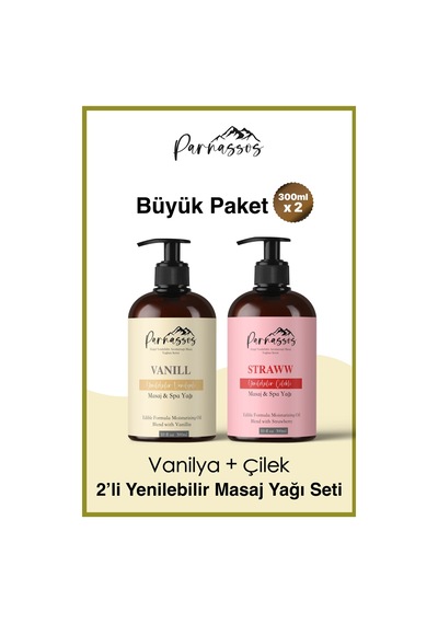 Parnassos Doğal Vanilya Ve Çilek Özlü Aromaterapi Masaj Yağı Seti