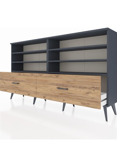Arges Konsol 6 Raflı 2 Çekmeceli 176x30x99 Antrasit-antrasit/çam Antrasıt/atlas Çam - Antrasıt Arges Konsol 6 Raflı 2 Çekmeceli 176x30x99 Antrasit-antrasit/çam Antrasıt/atlas Çam - Antrasıt
