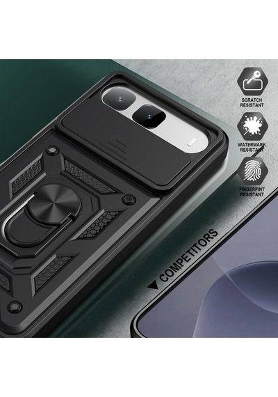 Caseonn Tecno Spark 40 5g Kılıf Sürgülü Kamera Korumalı Yüzüklü Mıknatıslı Tank Kapak Lacivert