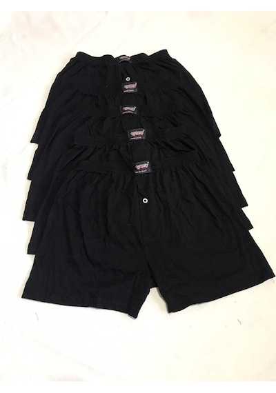 Erkek Düğmeli Penye Boxer 1094 - 6 Adet Siyah