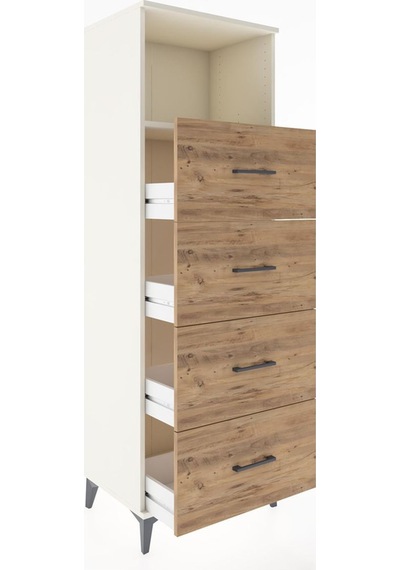 Hyperion Dolap Tek Raflı 4 Çekmeceli 60x44x182 Aytaşı-çam Aytaşı