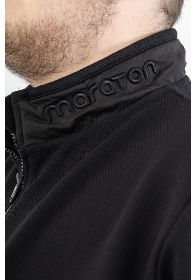 Maraton Sportswear Büyük Beden Erkek Dik Yaka Düz Paça Uzun Kol Basic Siyah-Siyah Eşofman Takımı 22436-Siyah-Siyah