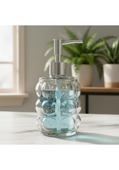 Bubble Cam Sıvı Sabunluk - 450 Ml Kabartmalı Şık Banyo Ve Mutfak Sabunluğu 7x12 Cm 5067 - Şeffaf Diğer