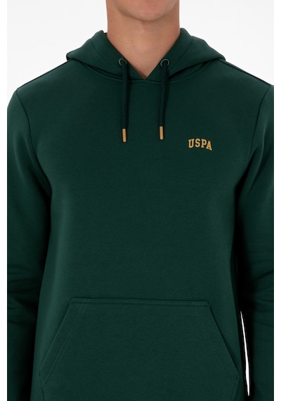 U.S. Polo Assn. Erkek Regular Fit Kapüşonlu Şardonlu Koyu Yeşil Basic Sweatshirt 50315582-VR079