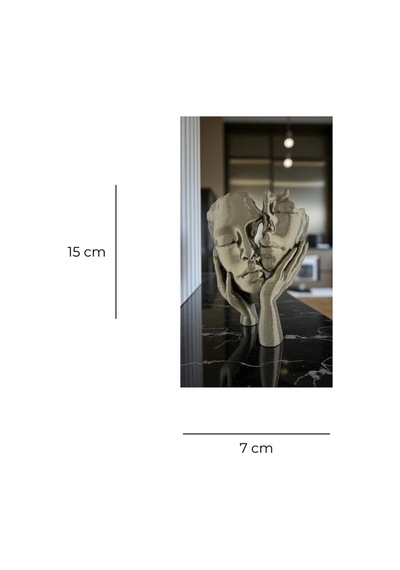 3d Aşık Yüzler Bronze Yeşil Dekoratif Heykel