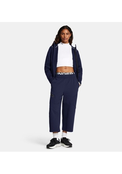 Under Armour Kadın Ua Unstoppable Fleece Grid Crop Eşofman Altı 1386492-410 Midnight Navy Black Lacivert - Siyah