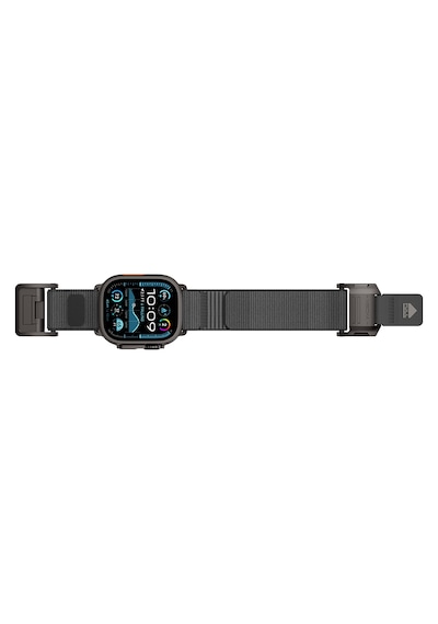 Watch 42mm Uyumlu Mohseven İwatch Mecha Sport Hasır Kordon Siyah-gri