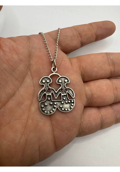 Sevgiliye Özel Kalp Figürlü İkili Kolye Gümüş Renk Zamak Unisex Aşk Temalı Takı Seti Çok renkli