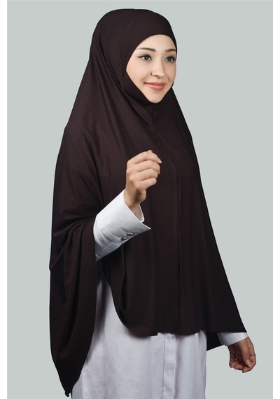 Altobeh Hazır Türban Peçeli Pratik Eşarp Tesettür Nikaplı Hijab - Namaz Örtüsü Sufle (5XL) - Koyu Kahverengi