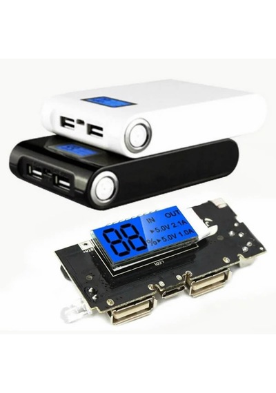 Powerbank Devresi Lcd Ekranlı 5v 1a Dual Usb Çıkış Micro Usb Giriş Lityum Lion 18650 Pil Şarj Mobil