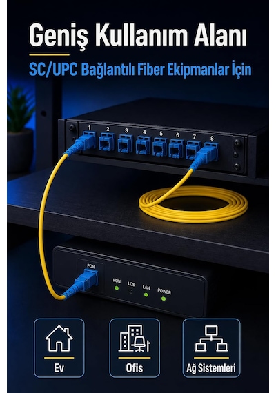 Fiber Optik 3 Metre Patch Kablo Sc-sc Sm Patchcord Single Mode 2.0mm 9/125 Os2 Tek Çekirdek Ev-ofis İnternet Bağlantısı İçin Belirtilmemiş