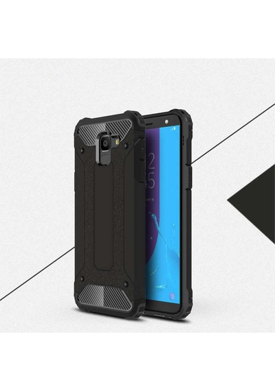 Ekılıf - Samsung Galaxy J6 Uyumlu Kılıf Çift Katman Zırh Tank Crash Military Kapak - Siyah