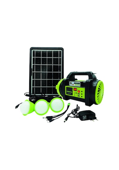 Şarjlı 30 W Solar Şarjlı Ev Aydınlatma Seti Radyo Ve Fan Powebank Ws-5683 Evimdeyokyok