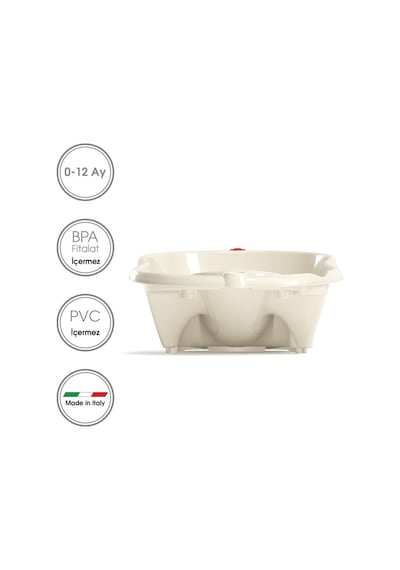 Okbaby Bebek Banyo Seti Onda Dijital Termometreli Çift Yönlü Bebek Küveti & Splash Bebek Duşu K. Beyaz