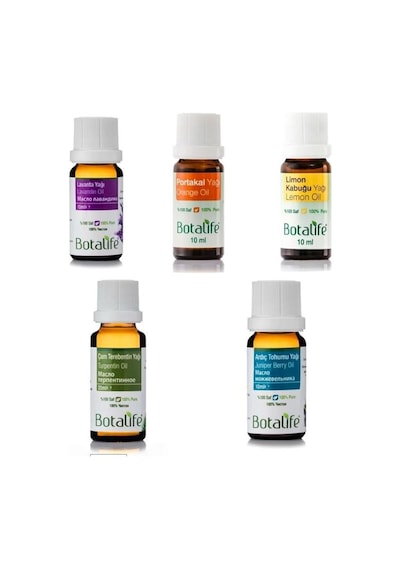 Botalife Lavanta + Portakal +  Limon Kabuğu + Ardıç Tohumu Yağı 4 x 10 ML + Çam Terebentin Yağı 20 ML