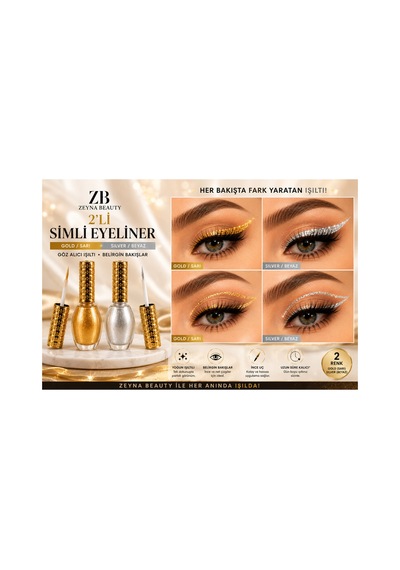 2'li Simli Eyeliner Sarı Beyaz Gold & Silver Beyaz - 292177545 Diğer