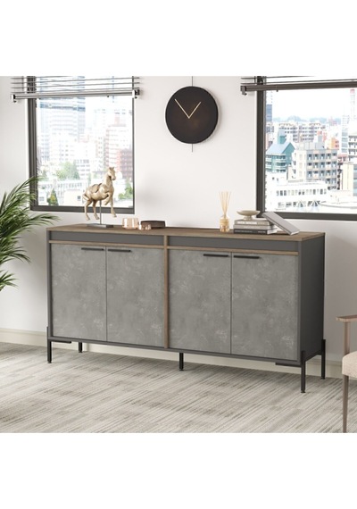 Navaris E Ofis Konsol Klasör Dolabı Metal Ayaklı Kahve-beton-antrasit Nav5-cga Antrasit