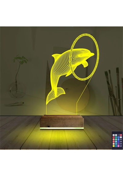 Luvivia Yunus Balığı Çember 3d Lamba - Masa Gece Lambası Şeffaf