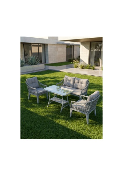 Kaş Alüminyum 2+1+1+sehpa Bahçe Balkon Mobilyası,gri Rattan/grikumaş Kaş Alüminyum 2+1+1+sehpa Bahçe Balkon Mobilyası,gri Rattan/grikumaş
