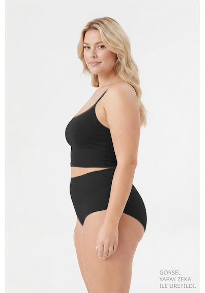 Cottonill Yüksek Bel Basic Lazer Kesim Büyük Beden Kadın Bikini Külot 6'lı Paket-2 Çok Renkli 2