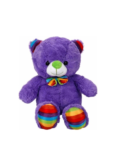 Oturan Kurdeleli Renkli Peluş Ayı 30 Cm Yeşil