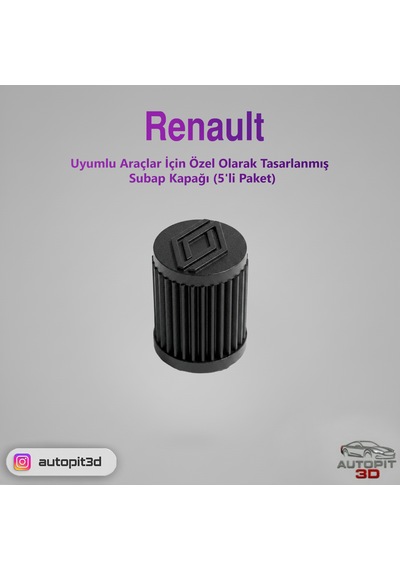 Renault Araçlar İçin Özel Olarak Tasarlanmış Lastik Subap Kapağı 5'li Paket