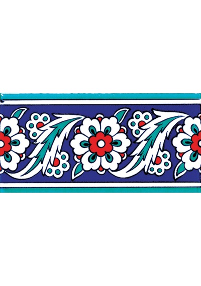 Armada Çini 10x20 Cm Ks 8 İznik Çiçek Desenli Seramik Çini Bordür