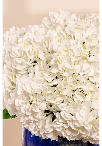 Beyaz Yapay Ortanca Çiçeği 5 Dallı Premium Canlı Islak Dokulu 42 Cm