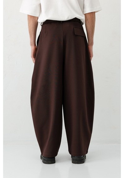 Vamos Barrel Fit Tailored Fit Kemerli Pantolon Kahve