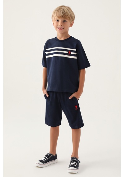 U.S. Polo Assn. Lisanslı Emblem Lacivert Erkek Çocuk Bermuda Takım 5274-43183 Lacivert