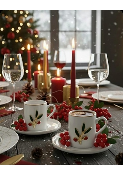 Fine Living Kokina 4 Parça 2 Kişilik Kahve Fincan Seti 93 Ml Beyaz