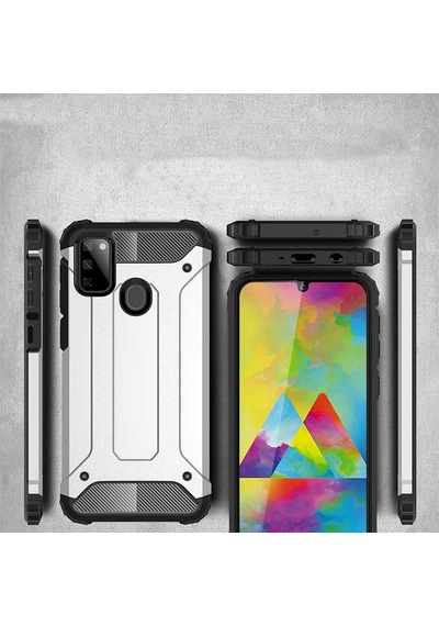 Noktaks - Samsung Galaxy Uyumlu M21 - Kılıf Çift Katman Zırh Tank Crash Military Kapak - Rose Gold