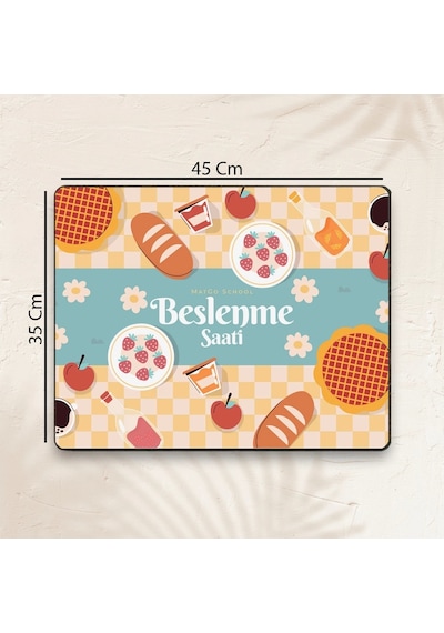 Matgo School Beslenme Saati Çilekli Sıvı Geçirmez Beslenme Matı Kaymaz Yıkanabilir Okul Yemek Pad 35