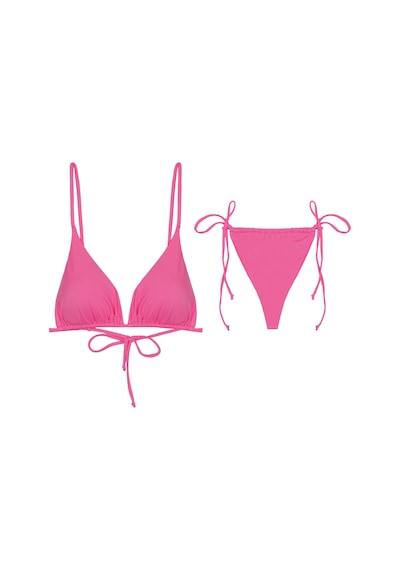İpli Üçgen Bikini Takımı Pembe