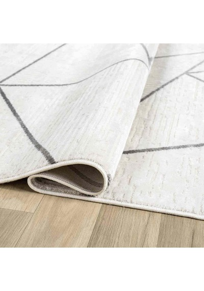 Beyaz Gri Siyah Üçgen Geometrik Modern Halı - Ng5112av