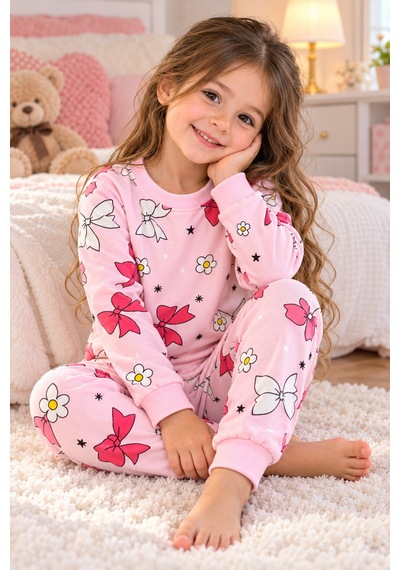 Üç Gül Ticaret Kız Çocuk 3-7 Yaş Fiyonklu Çiçek Desenli Pijama Takımı Pamuklu Şardonlu Pembe Üç Gül Ticaret Kız Çocuk 3-7 Yaş Fiyonklu Çiçek Desenli Pijama Takımı Pamuklu Şardonlu Pembe