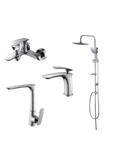 Newarc Slim121521-12 Lavabo Banyo Evye Bataryası Duş Ünitesi Set
