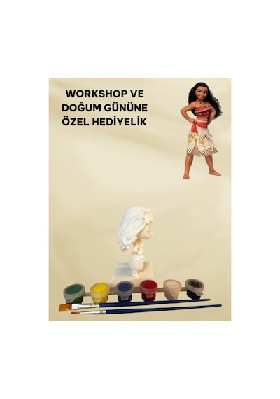 3d Mohana Figür Boyama Seti - Kendin Boya Hobi Ve Etkinlik Seti - Akrilik Boya + 2 Fırça