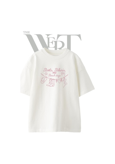 Thewert Cowboy Bikini Beach Tasarım Baskılı Ünisex Beyaz Oversize T-shirt