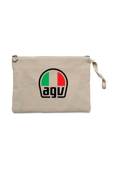 Agv Logo Krem Clutch Astarlı Cüzdan / El Çantası