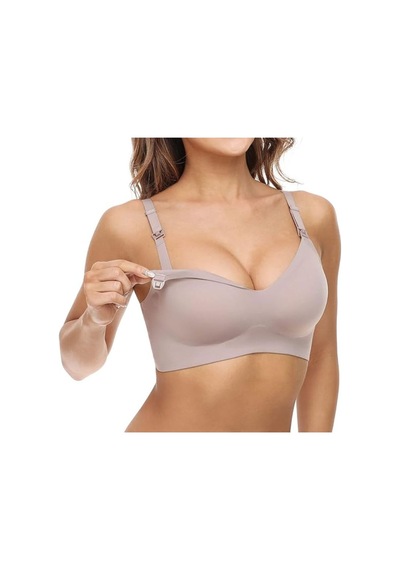 Momcozy Dikişsiz Emzirme Sütyeni, Kablosuz, Pedli, Yumuşak Ve Rahat Bralet Gri