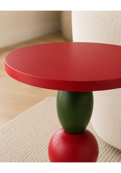 Bubble Ahşap Yan Sehpa 55cm Kırmızı Yeşil Mavi Renkli Modern Tasarım Dekoratif Kırmızı - Mavi - Yeşil