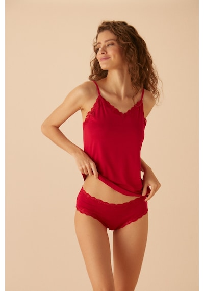 Suwen Soft Touch Lacy İnce Askılı Atlet St6830607d020