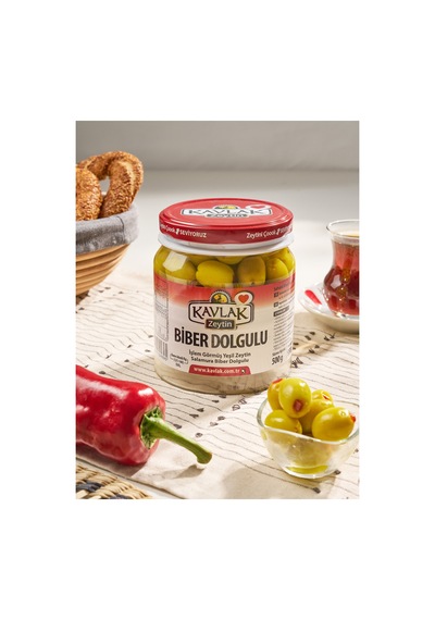 Biber Dolgulu Yeşil Zeytin 500 Gr
