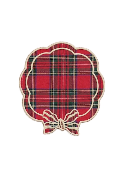 Tartan Rouge Bow Kokteyl Peçetesi