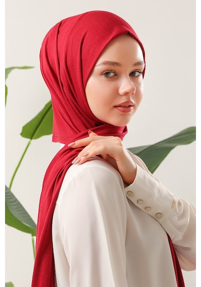 Melodi Scarf Tesettür Penye Şal Bordo Bordo