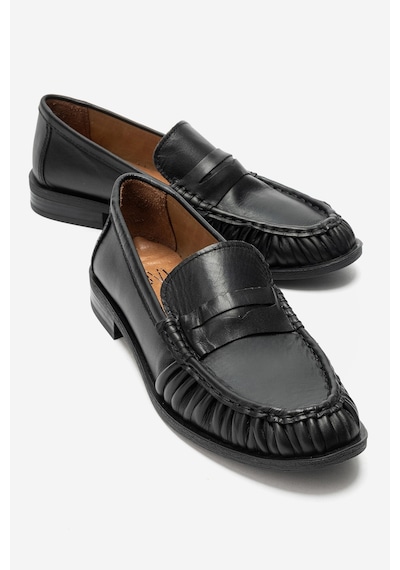 Luvi Shoes Chen Siyah Cilt Hakiki Deri Kadın Loafer Ayakkabı